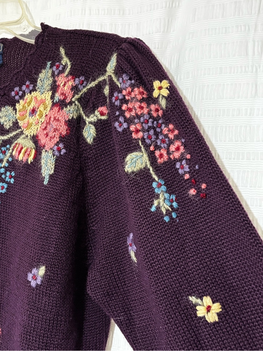 Vintage Herman Geist Hand Embroidered Floral Cardigan Sz Small - Picture 5 of 7